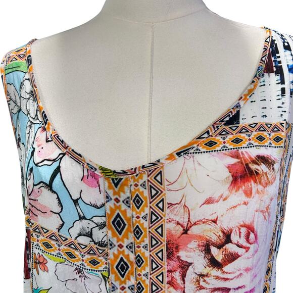 Shana Midi Tank Dress Boho Artsy Beach Patchwork Floral Sundress Sz Med - Picture 3 of 11